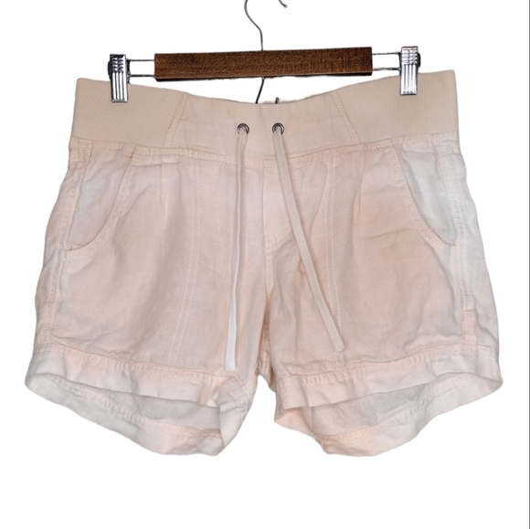 Athleta Women's 100% Linen Peach White Shorts